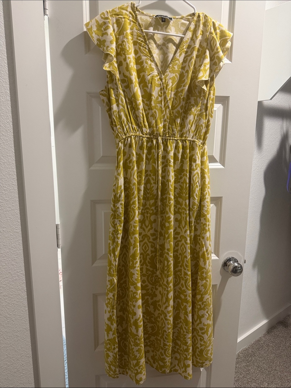 Sunny Yellow Floral Wrap-Style Maxi Dress